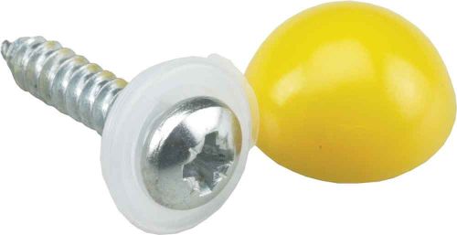 Number Plate Fixings - Caps, Dome & Screws Yellow | Pack Of 100