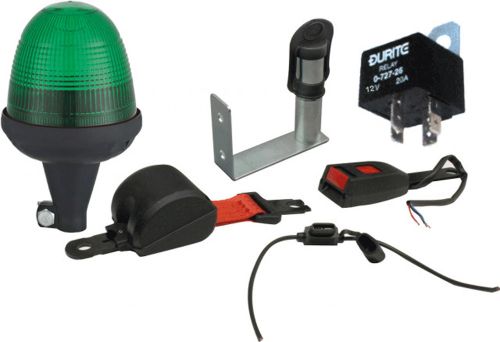 Green LED Beacon Seat Belt Kit - Flex Din Beacon & Vertical Mount Spigot