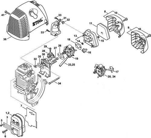 Stihl FS100 Muffler & Air Filter Parts