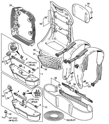 Stihl BR600 Blower Fuel Tank & Backplate Parts