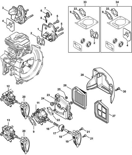 Stihl FS360C-E Spacer Flange, Air Filter