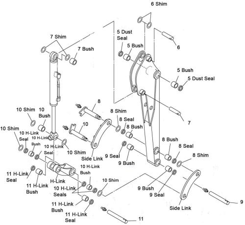 Takeuchi TB014 & TB016 Dipper End Kit