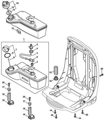 Stihl BR350 Fuel Tank & Av System