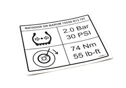 Decal Trailer Tyre Pressures