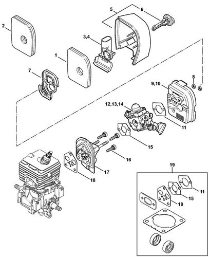 Stihl BG56 Air Filter & Spacer Flange Parts