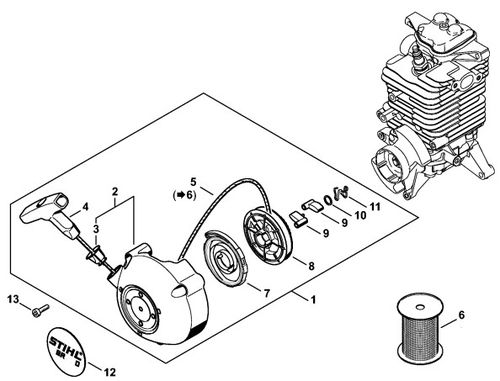 Stihl BR700 Blower Rewind Starter Parts
