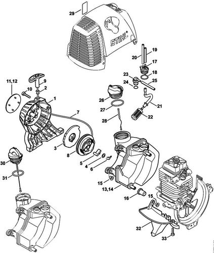 Stihl FS90 Rewind Starter & Fuel Tank Parts