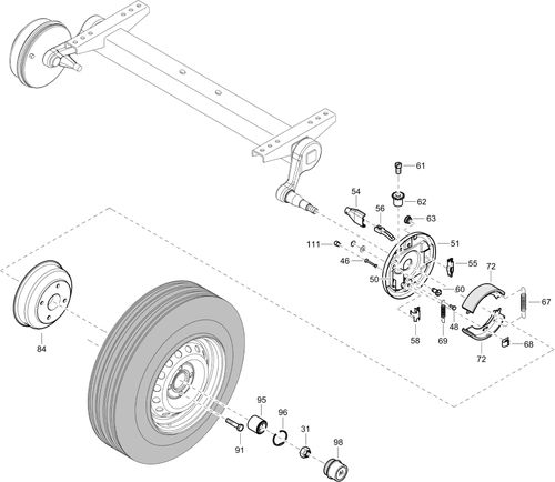 XAS48KD Axle With Brakes 1638115100-01