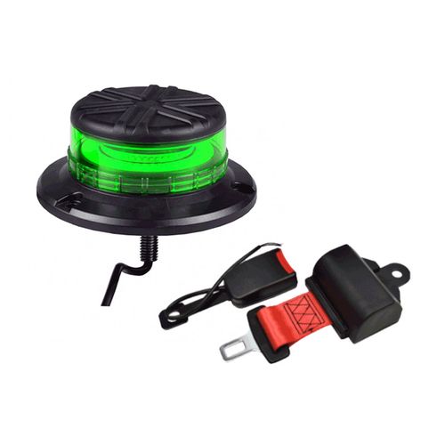 Green Micro LED Beacon Seatbelt Kit - Single Bolt Mount