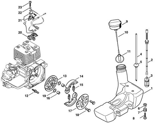 Stihl BT121 Fuel Tank & Clutch Parts