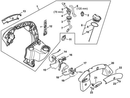 Stihl BG86C-E Handle Frame & Fuel Tank