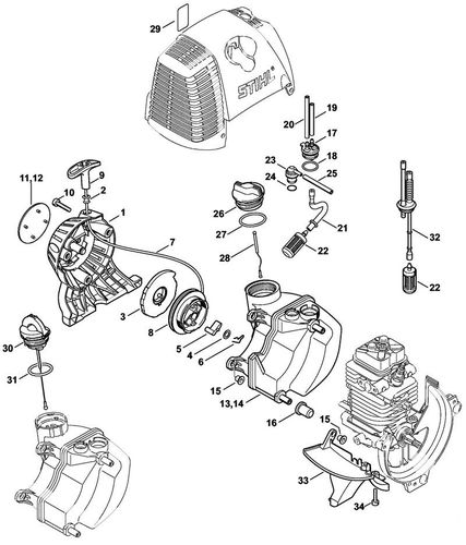 HT101 Rewind Starter & Fuel Tank