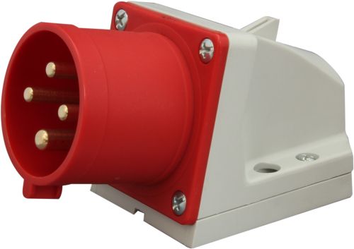 Red Wall Mounted Plug 16Amp Appliance Inlet 4 Pin