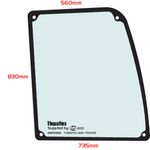 Thwaites Cab Upper Window R/H OEM: T105428 (HMP0369) dimensions