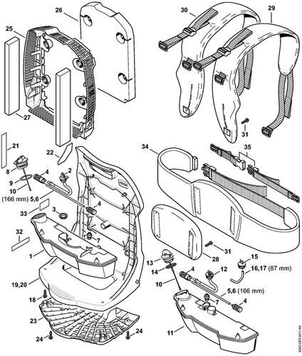 Stihl BR600 Blower Fuel Tank & Backplate Parts