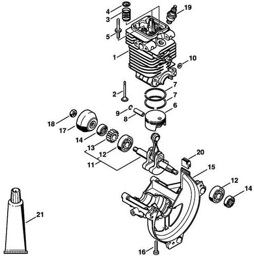 Stihl FS90 Engine Pan & Cylinder 38mm Parts