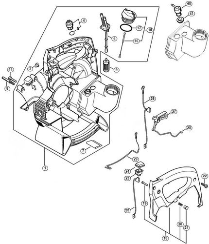Stihl SH55 Shredder/ Vac Fan Housing Inner & Fuel Tank