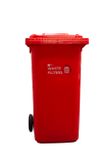 Waste Filter Bin Red Plastic with Label